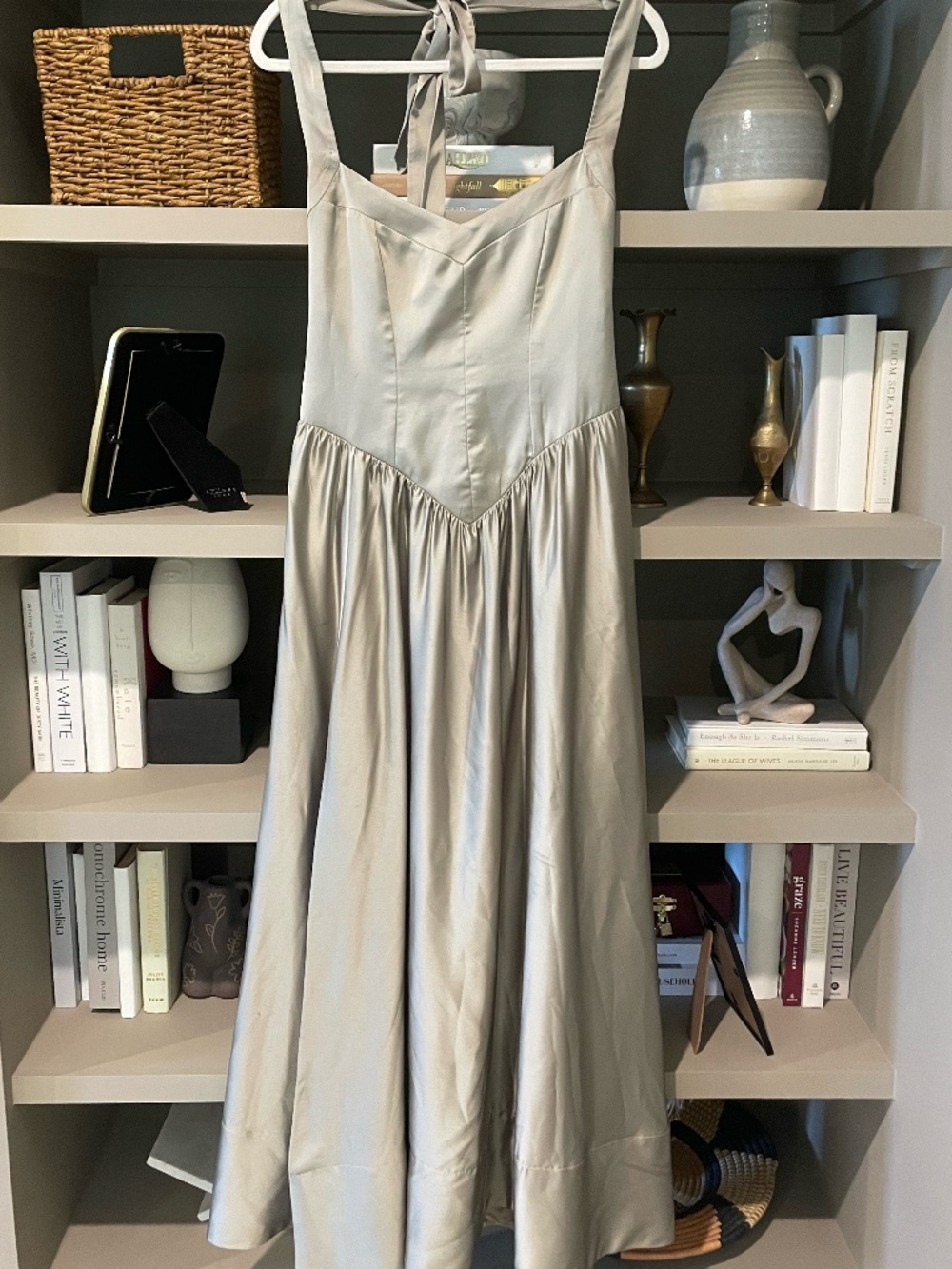 MUMU Olive Green Satin Dress